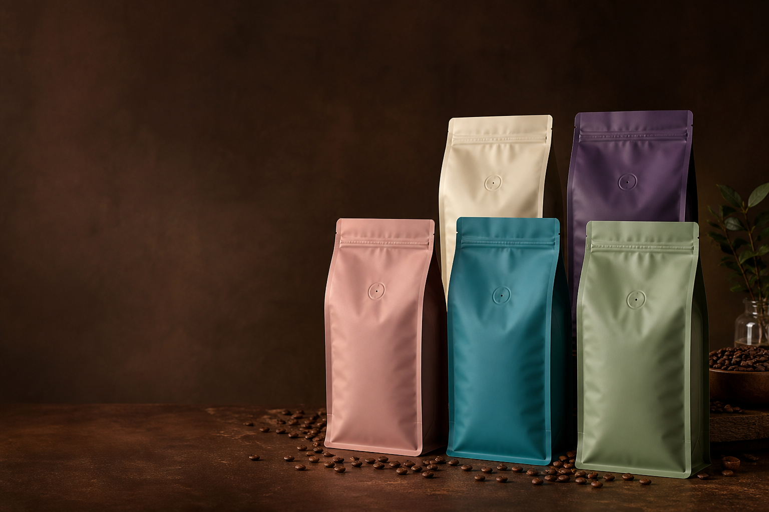 Private-Label-Kaffeeverpackungen in verschiedenen Farben